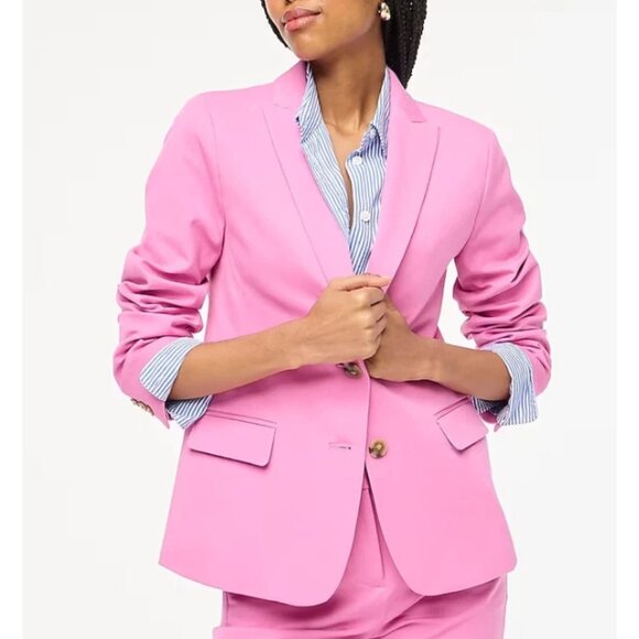 J. CREW Pink Cotton-blend Two-Button Single Breasted Blazer Jacket 47019 - Picture 1 of 12